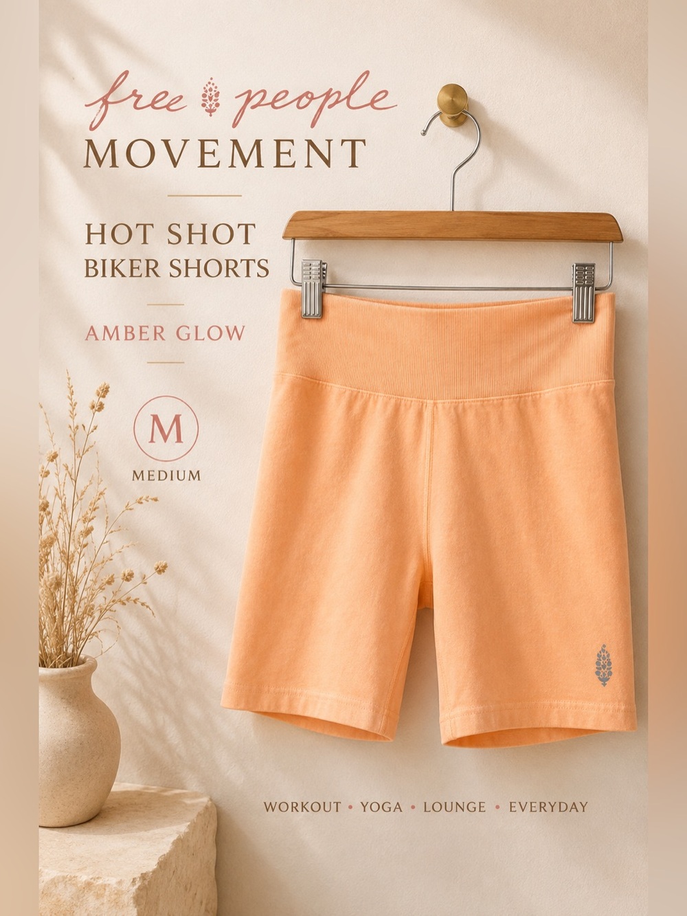 Free People Movement Hot Shot Biker Shorts Amber Glow Medium